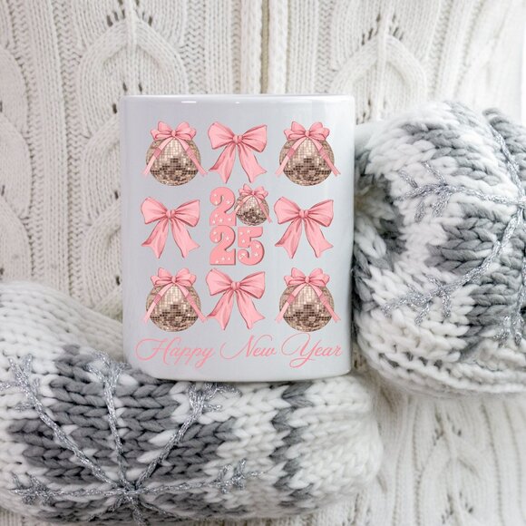 🎉 Retro New Year 2025 Mug - White Ceramic, Celebrate in Style! - Picture 1 of 4